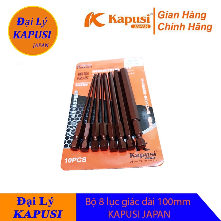 Bộ 8 lục giác cho máy khoan, máy bắn vít dài 100mm KAPUSI JAPAN