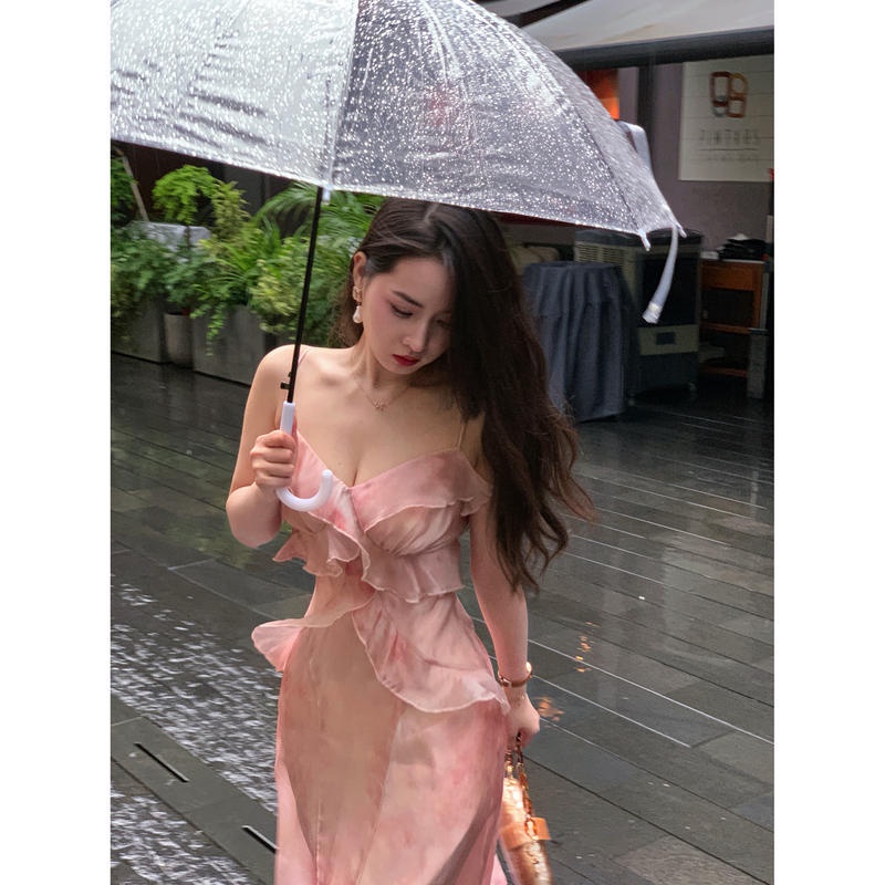 Đầm Hai Dây Màu Trắng Phong Cách Pháp Thời Trang Mùa Hè Mới 2022