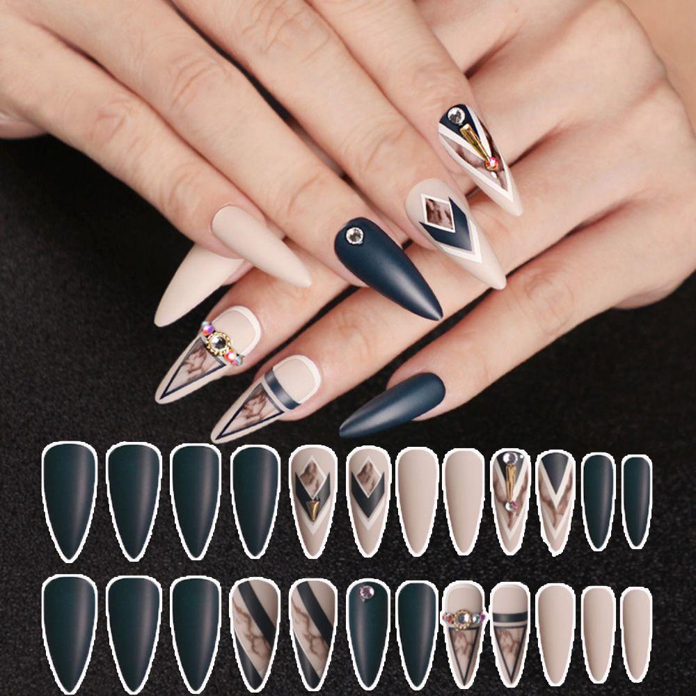 XIANTIN Bộ 24 Móng Tay Giả Nối Dài Trang Trí Nghệ Thuật
