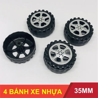 4 bánh xe nhựa trục 2mm đường kính 38mm cho DIY lắp mô hình - LK0162