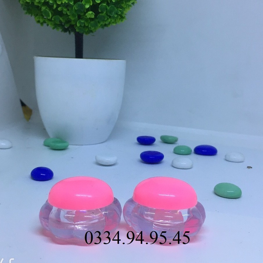 10 Hũ nhựa Hoa nắp hồng 5g  _ChaiLoHuMyPham