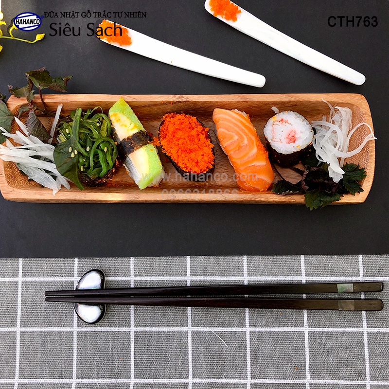 Đũa Nhật gỗ trắc đầu khảm xà cừ ốc biển (10 đôi) đũa xuất Nhật - CTH763