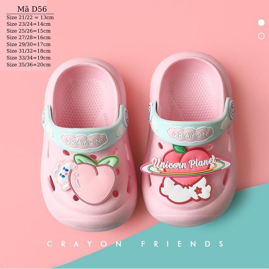 Dép sục cho bé Babyhattieu cross bé gái có quai hậu nhựa dẻo êm đi trong nhà đi biển trái đào dễ thương 1 - 8 tuổi D56