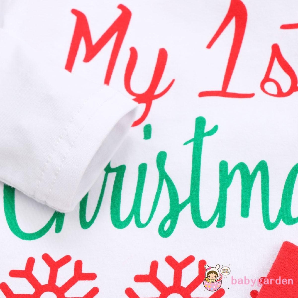 Christmas Newborn Baby Boy Girl Santa Tops Romper Bodysuit Pants Hat Outfits Set