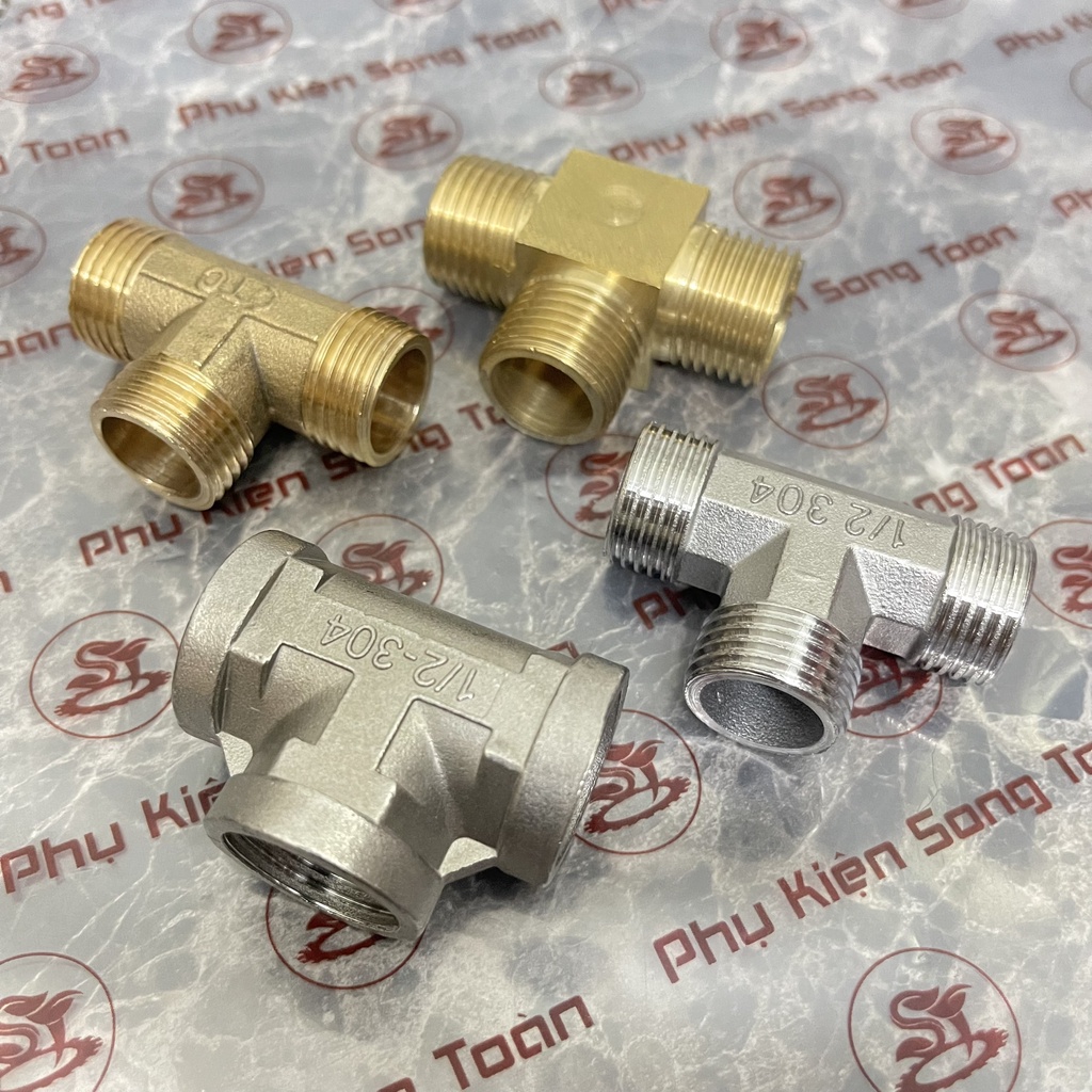 [TEE NỐI REN] Tê chia ba đầu ren trong &amp; ngoài bước ren BSP hệ G dân dụng (T pipe fitting tee male &amp; female)