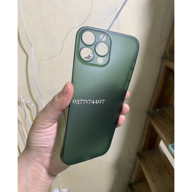 Ốp lưng Memumi lụa màu Xanh rêu Green cho iPhone 13 Pro, 13 Pro Max xanh dương chuẩn màu máy siêu mỏng