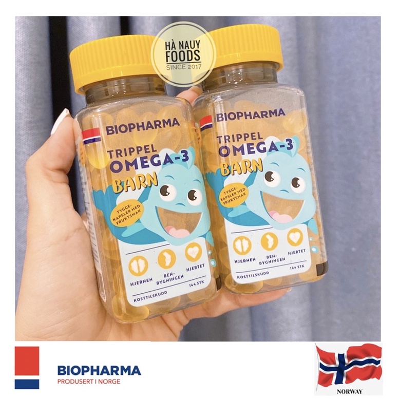 Viên Nhai Dầu cá cho bé DHA Omega-3 BIOPHARMA TRIPPEL BARN cho bé 144 viên -