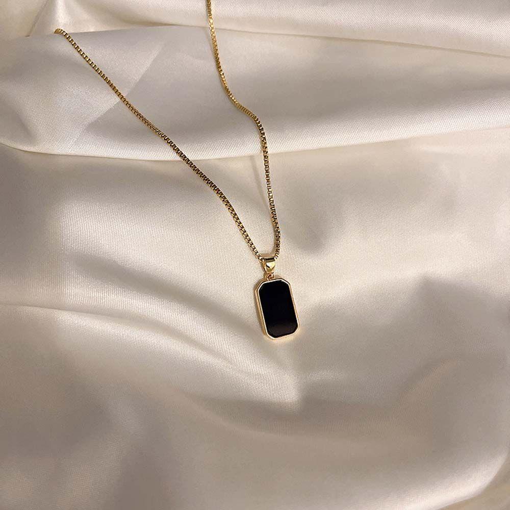 BACK2LIFE Vòng cổ Mặt Vuông Đơn Giản Thời Trang Hàn Quốc Cho Nữ