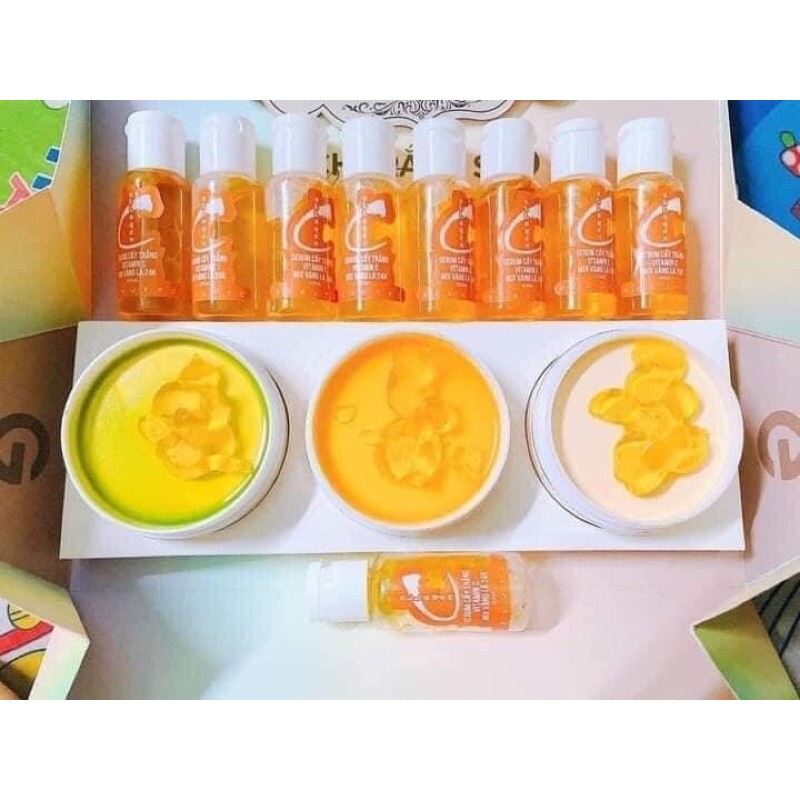 🍊SERUM COLLAGEN CẤY TRẮNG VITAMIN C MIX VÀNG LÁ 24k