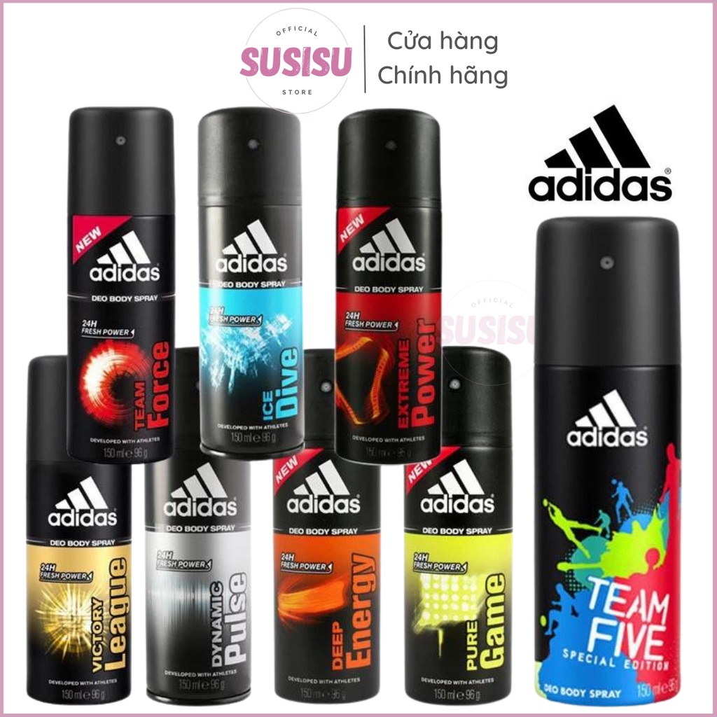 Xịt khử mùi nam Adidas Neo Body Spray 150ml Team Force/Ice Dive/Adipure EU| Sịt nách nam khử mùi hôi Adidas Pháp