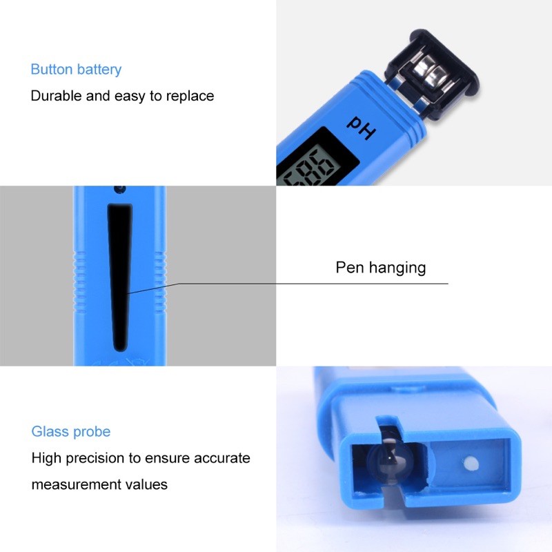 Bút Kiểm Tra Độ PH Kỹ Thuật Số 0.01 Độ Chính Xác Cao 0-14 PH Chuyên Dụng Cho Hồ Bơi / Bể Cá