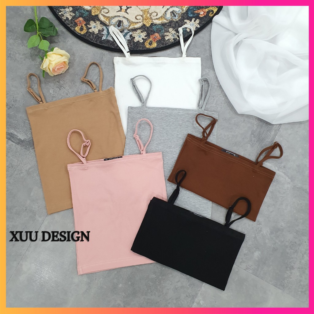 Áo hai dây 💖Xuu Design💖 chất đẹp, Đủ size S M L, vải Thun Cotton co giãn tốt, dáng ôm, dây có chốt điều chỉnh - AD02