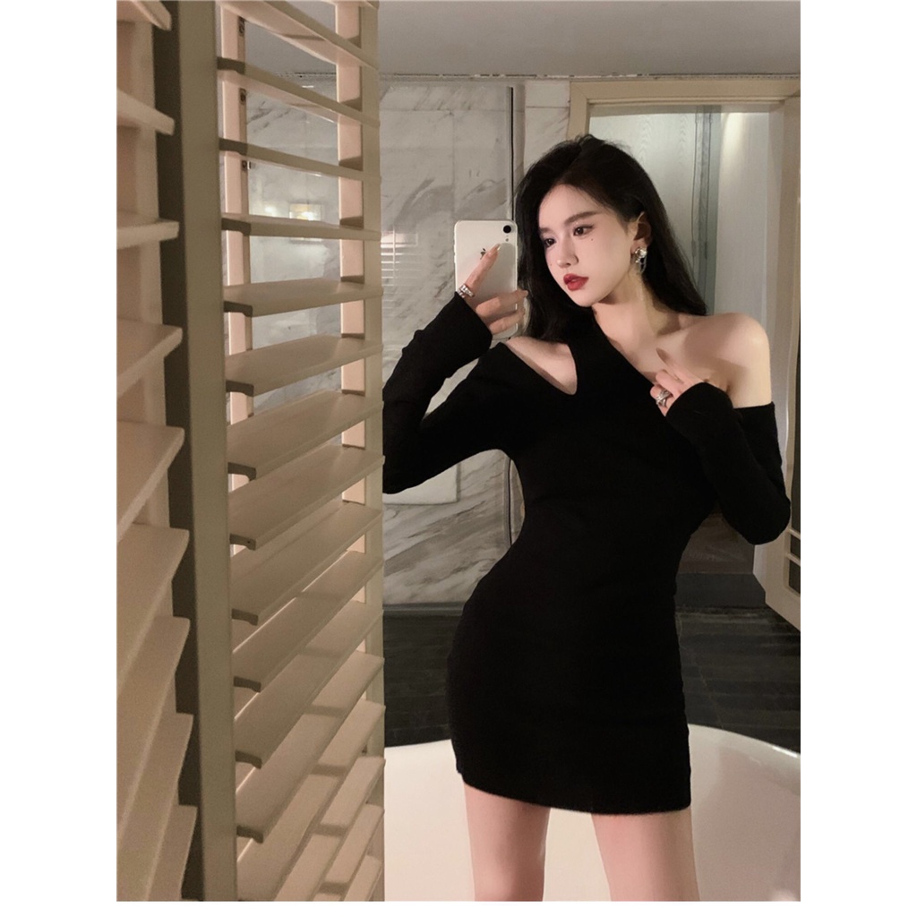 Váy Body Dài Tay MIMILA Đầm Body Lệch Vai Dáng Ôm Phong Cách Quyến Rũ Cho Nữ - MBD055
