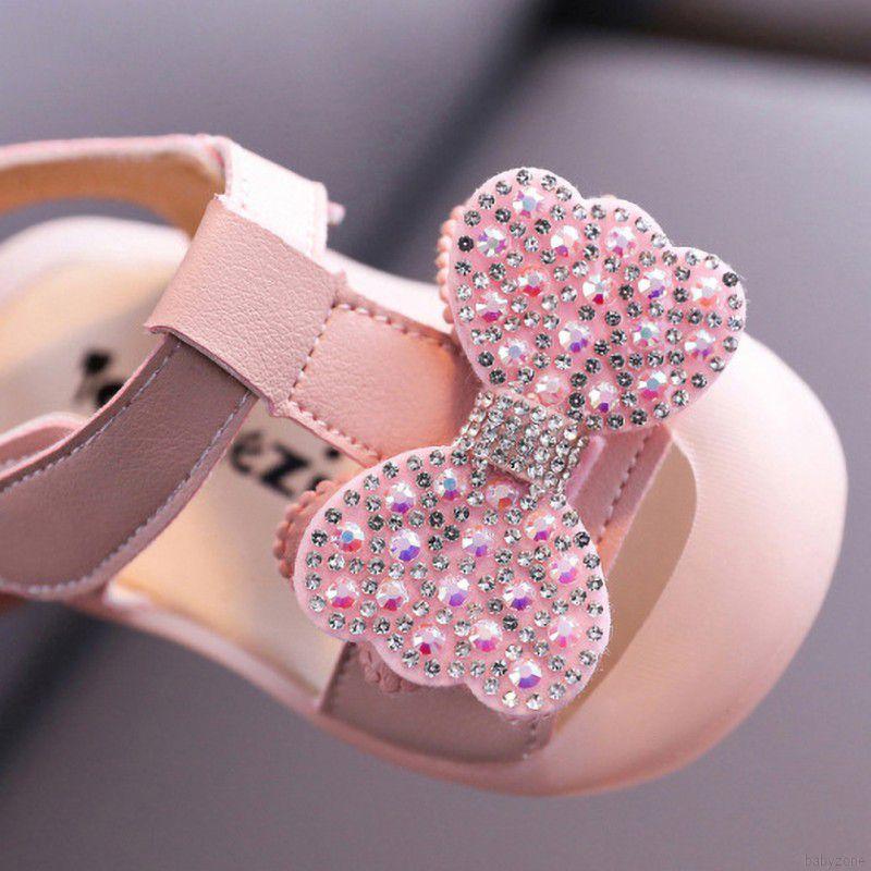 Giày Nơ Đế Mềm Đính Đá Xinh Xắn Cho Bé Gái