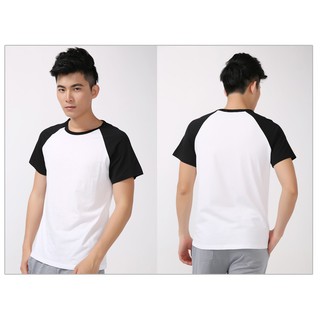 Áo thun raplan trắng tay đen (nhiều size)