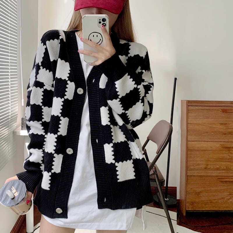 Áo Khoác Cardigan Ô Bánh biscuits Đen Xanh Form Rộng Nam Nữ Cúc Cài Chất Nỉ đẹp