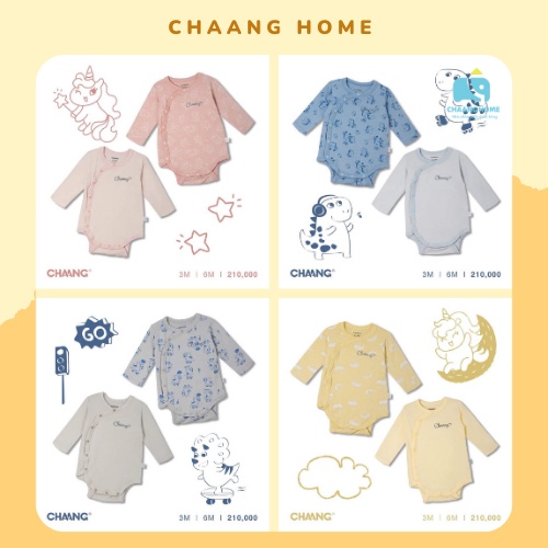 Chaang set body chip cotton dino pony sơ sinh cho bé trai bé gái, bộ liền thân cho bé