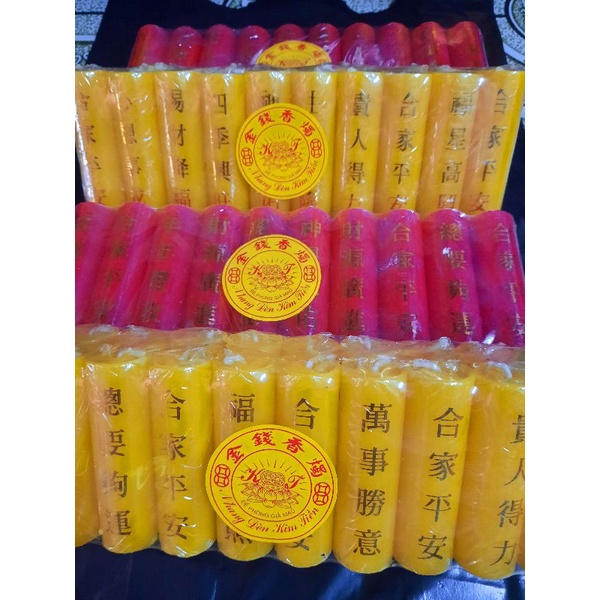 Lốc 10 cặp nến,đèn sáp cặp chữ Kim Tiền cao 8cm