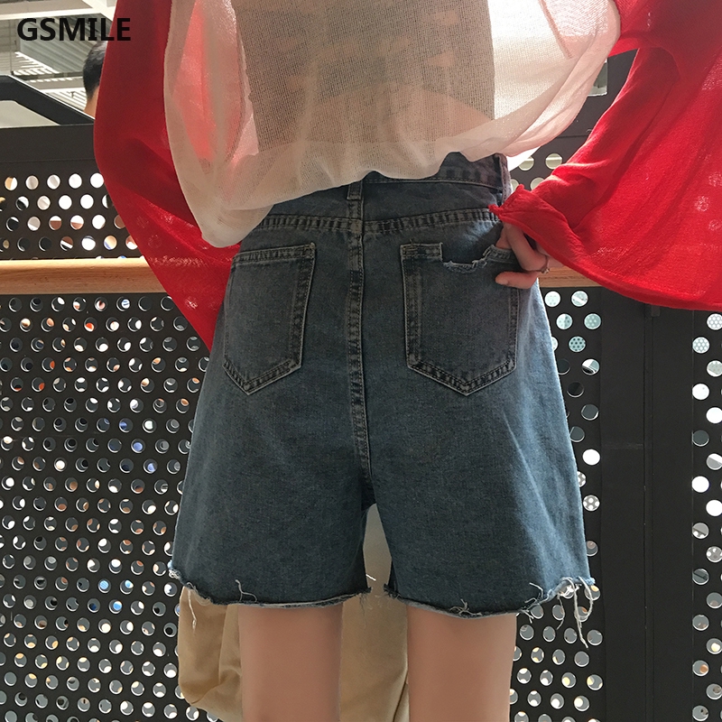 Quần short denim ống rộng phong cách Hàn Quốc dành cho nữ size lớn