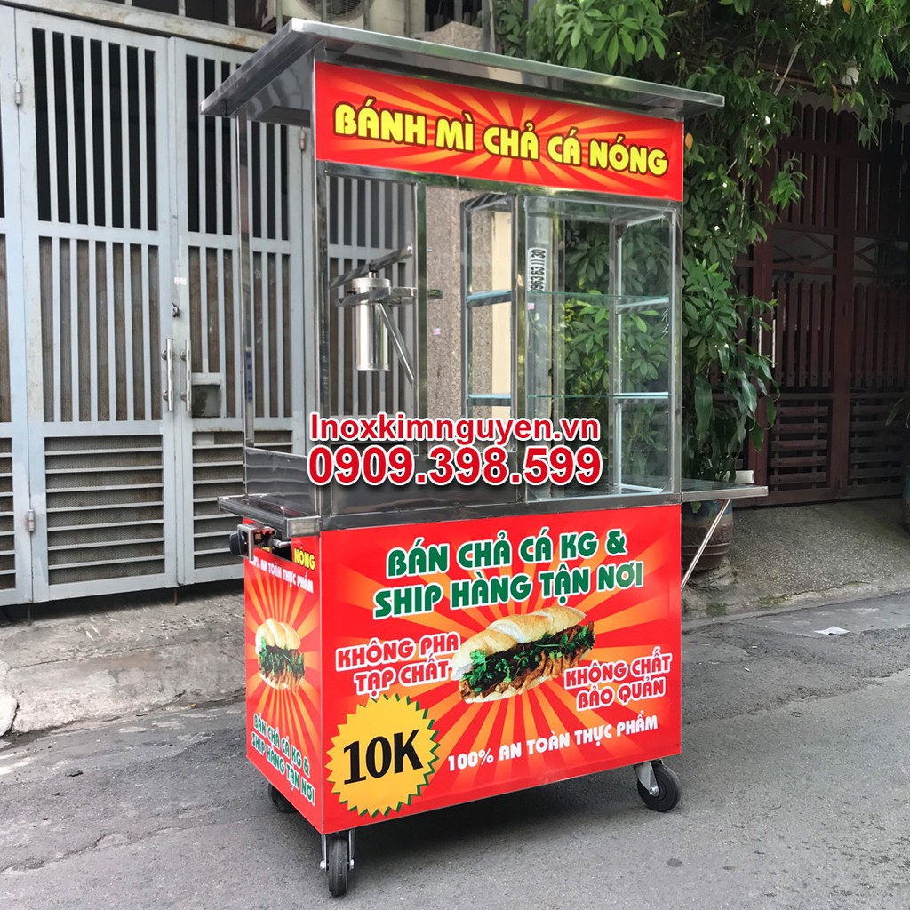 Xe bánh mì chả cá 1M mái bằng