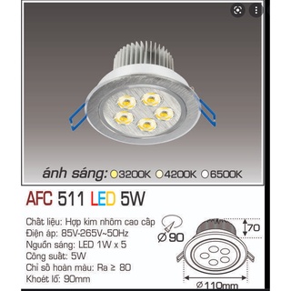 Đèn Anfaco Led downlight âm trần tròn xoay góc AFC 511-5W