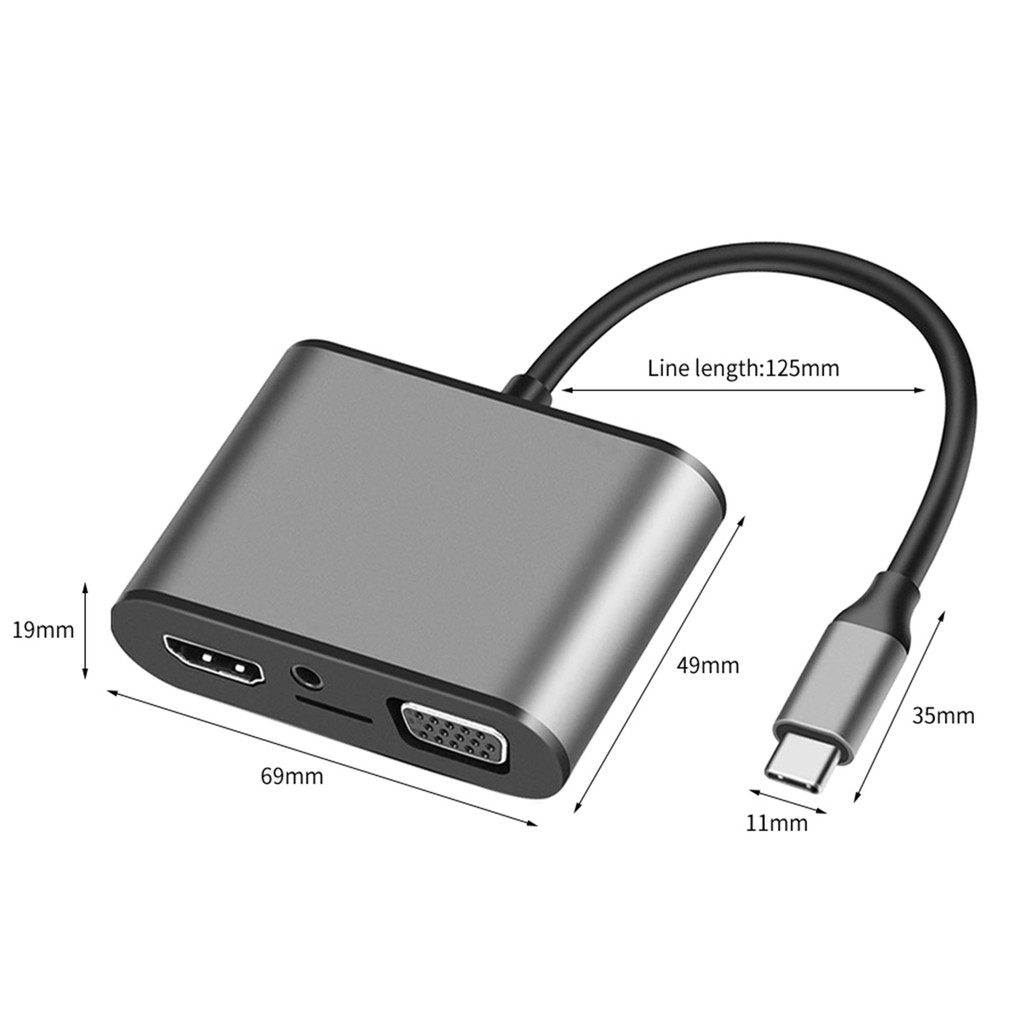 Đầu Đọc Thẻ 8 Trong 1 Usb Type-C Sang Hdmi Pd Tf Vga