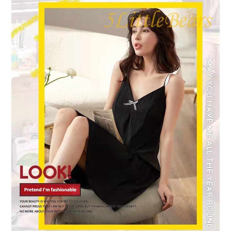 Đầm Ngủ Chất Liệu Cotton 100% Phối Nơ Phong Cách Công Chúa Thời Trang Mùa Hè Cho Nữ