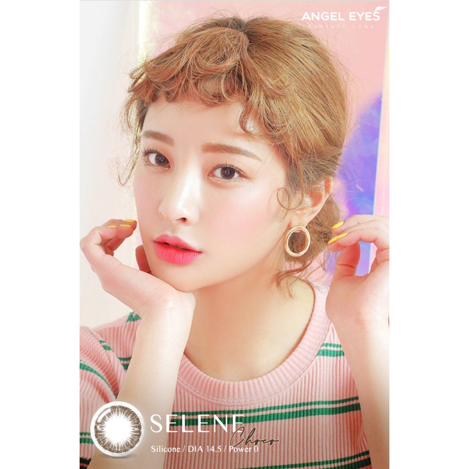 Lens nâu socola, giãn tròng dòng Selene Choco Thương hiệu Angel Eyes- 0 độ- Lens Hàn