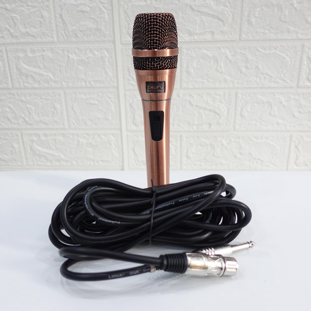 Micro Dây Karaoke Shupu SM-8.2 - Micro Chất Xịn, vỏ mạ đồng, Dây dài 6m - Chất âm trầm ấm, Bảo hành 6 tháng