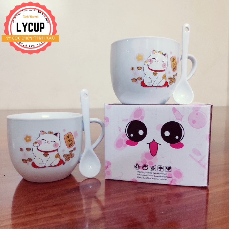Cốc trà, cà phê gốm sứ hình mặt cười hoặc mèo thần tài | BigBuy360 - bigbuy360.vn