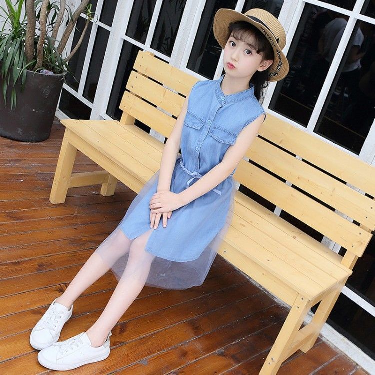 Đầm Denim Không Tay Thời Trang Mùa Hè Dành Cho Bé Gái Từ 2022 Từ 3 Đến 4 Đến 5-6 Đến 7 Đến 8 Đến 9-10 Đến 11-12 Tuổi