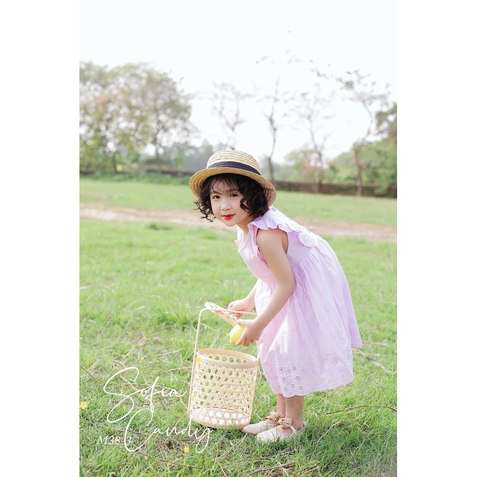 (10-38kg) - Váy đầm cho bé gái màu tím chất thô cực mát