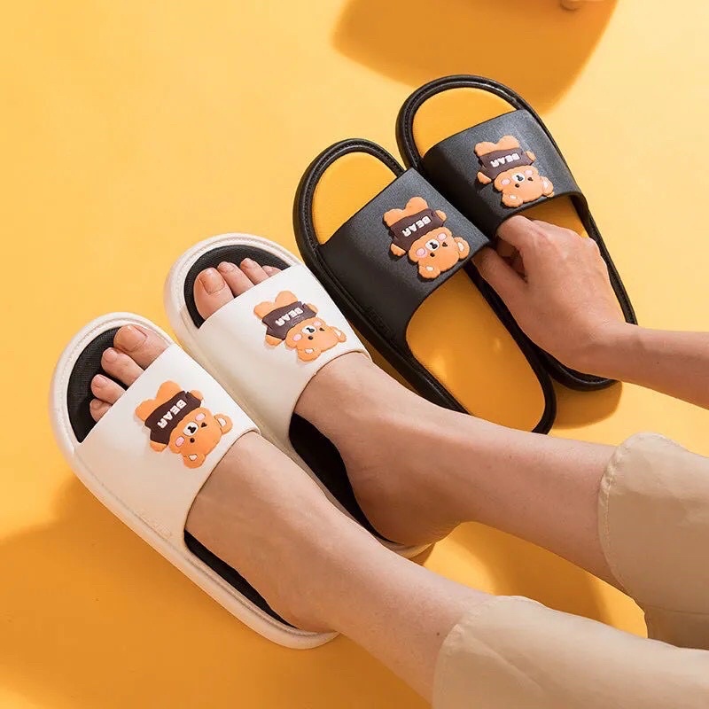 Dép Quai Ngang Unisex Hình Gấu, Dép Bear Mềm Êm Chống Trơn Trượt