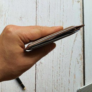 [Da thật] Ví Card holder da bò thật - Nâu đất CH105