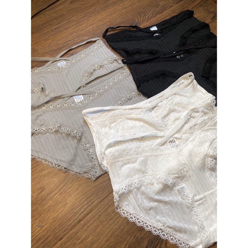 Quần lót nữ len tăm cao cấp viền ren đan dây sexy quyến rũ H4423