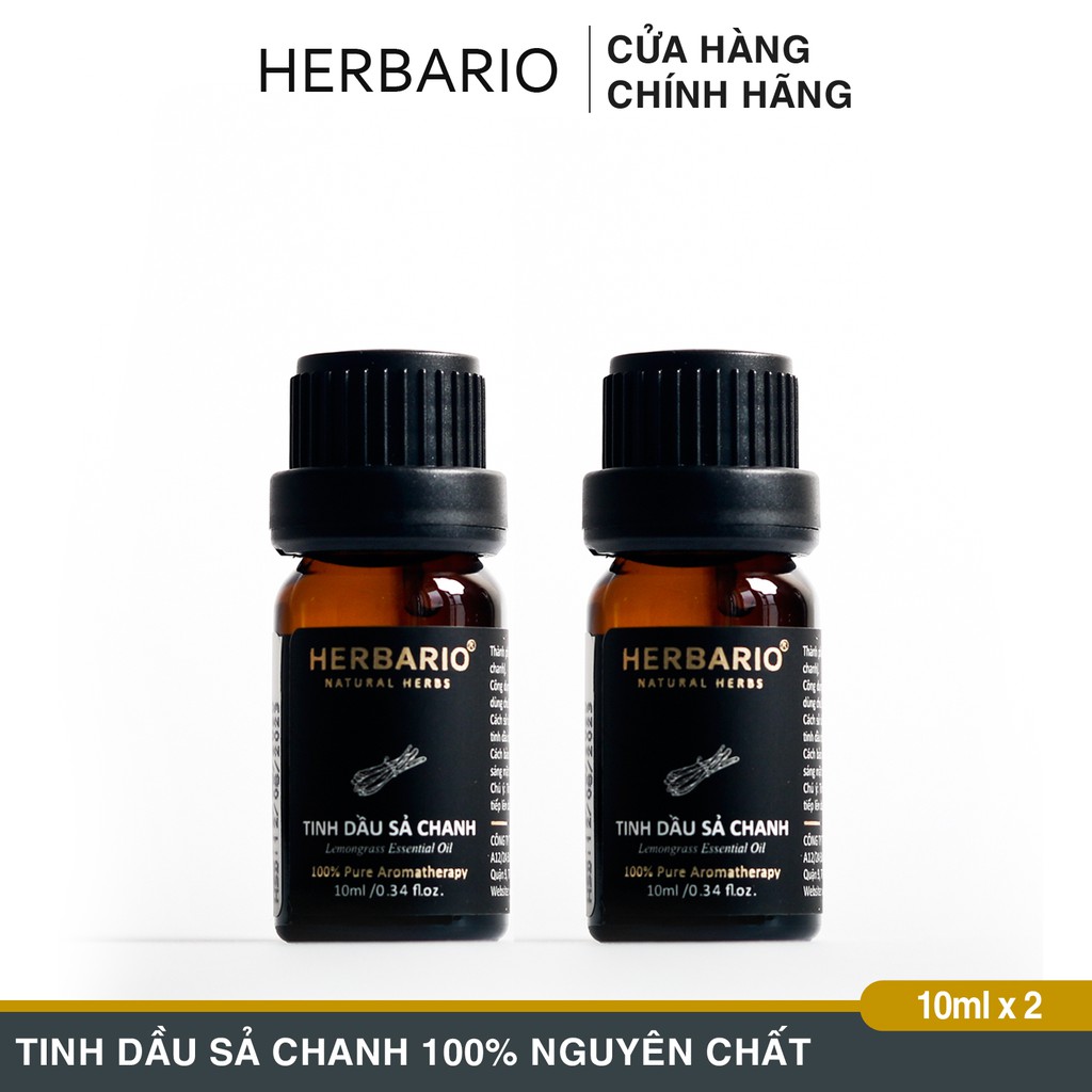 Combo 2 chai tinh dầu sả chanh nguyên chất herbario 10ml