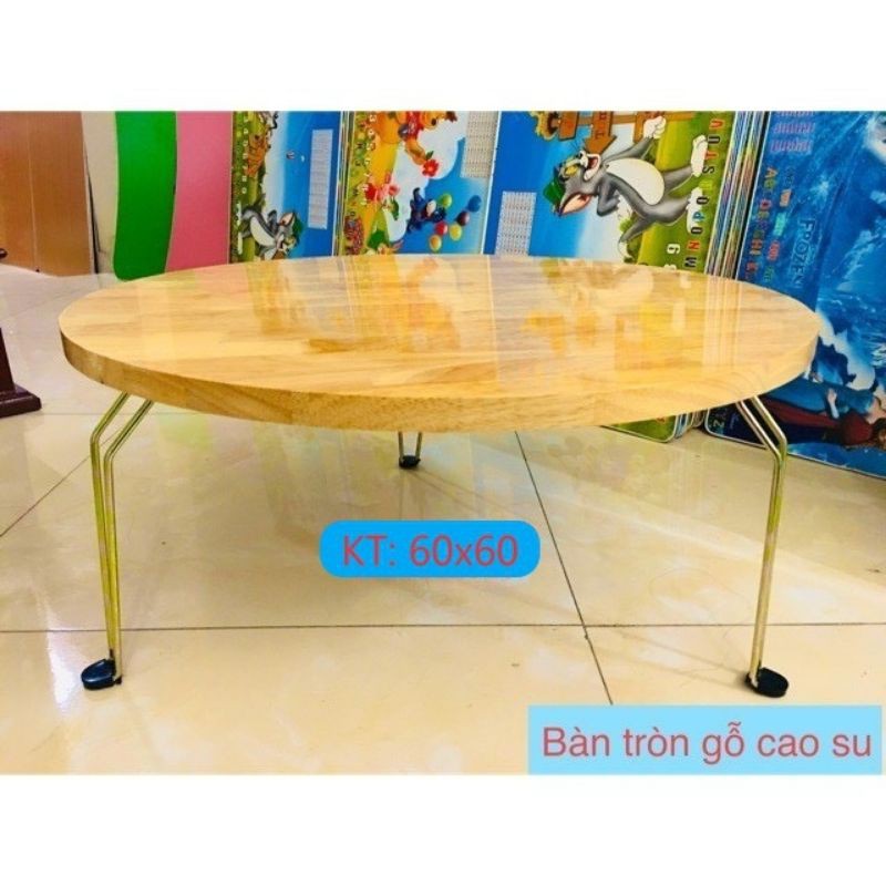 Bàn tròn gỗ cao su chắc chắn /mặt bàn phi 60, phi 70 , dầy 200mm