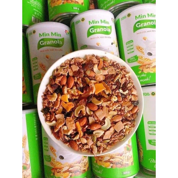 GRANOLA MIN MIN- Ngũ cốc nguyên hạt ăn liền Hộp 500g