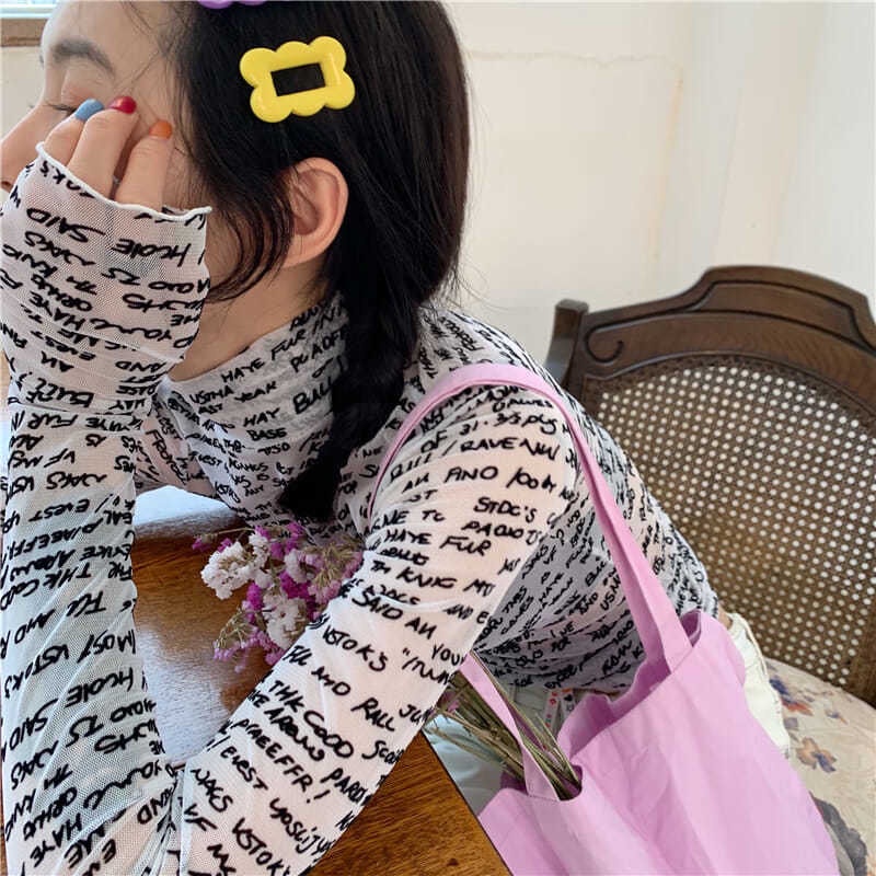 Áo Thun Mỏng Tay Dài Nhiều Lớp In Chữ Chống Nắng Mùa Hè Cho Nữ