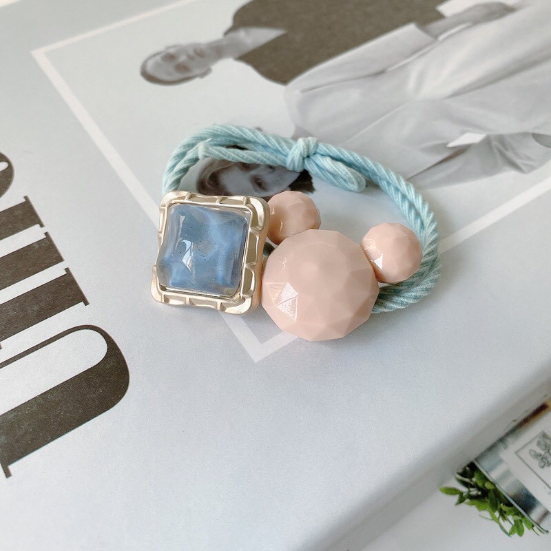 Dây buộc tóc dây chun cột tóc đính đá hình mickey phong cách Hàn Quốc