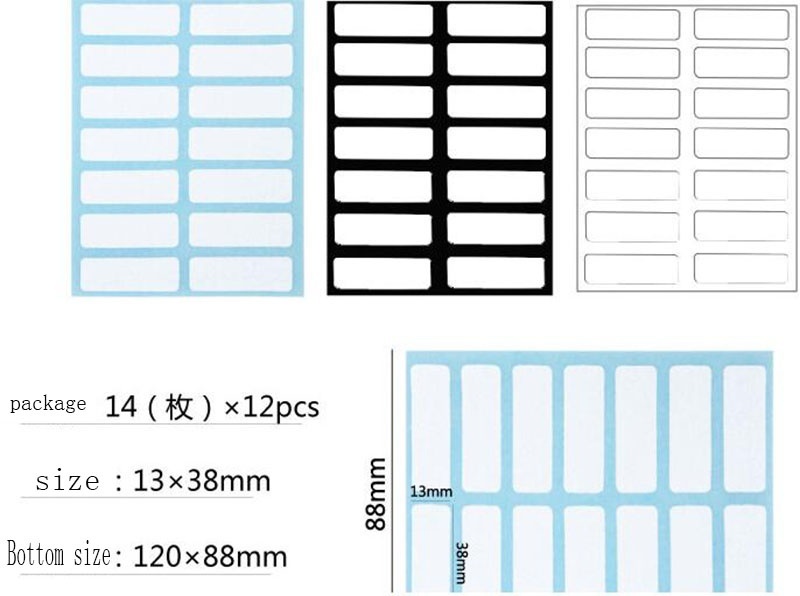 Set 12 nhãn dán ghi chú màu trắng thiết kế đơn giản tiện dụng