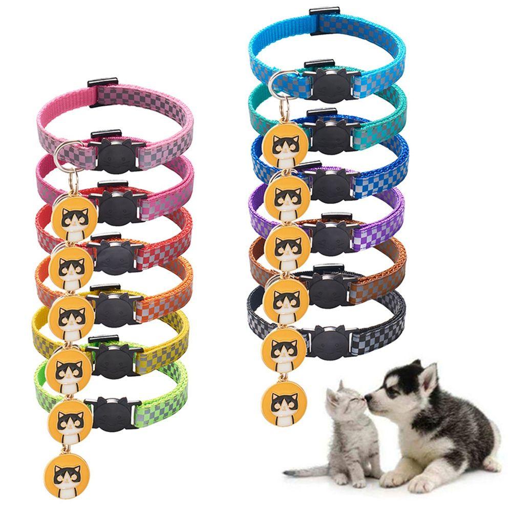 Vòng Cổ Họa Tiết Caro Phản Quang Có Thể Điều Chỉnh Cho Mèo Cưng