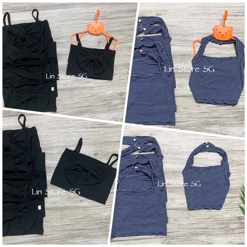 Áo lẻ dạng áo dây croptop, cổ yếm cho bé mặc kết hợp với quần hoặc chân váy đều xinh