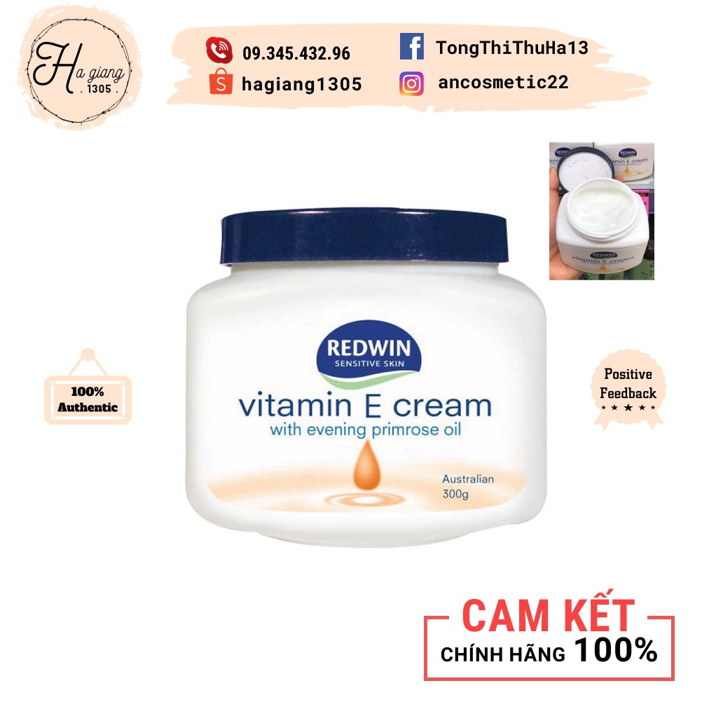 Kem Dưỡng Ẩm Redwin Vitamin E Cream 300g Úc Chính Hãng - Giúp Dưỡng Da Mặt Hết Khô, Nứt Nẻ