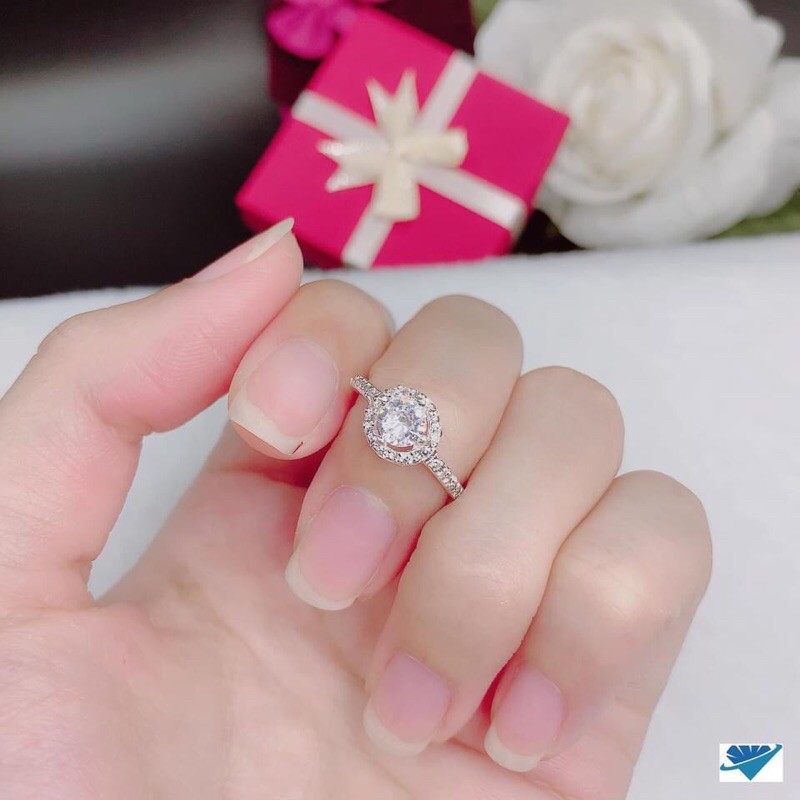 NHẪN NỮ MẶT ĐÁ TRÒN BẠC TA