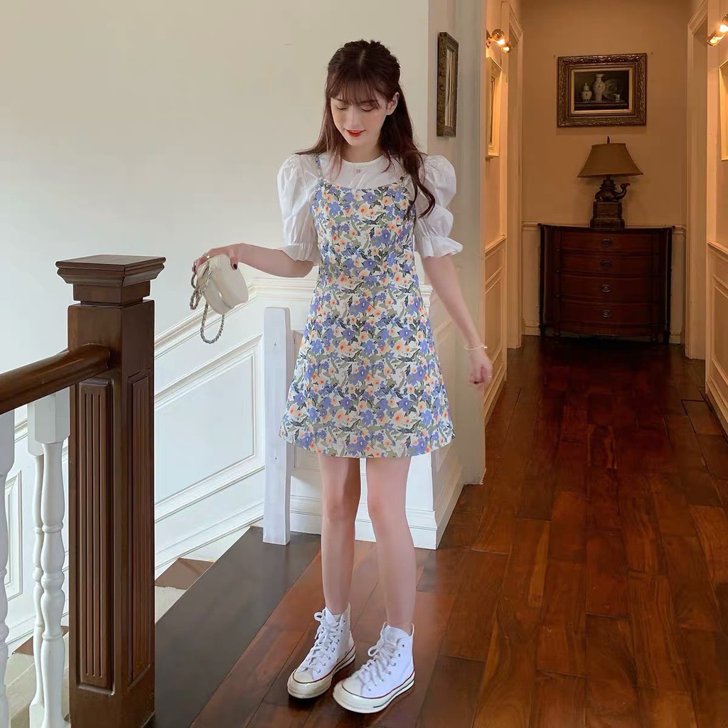 Đầm xoè giả yếm in hoa 3D đi biển, dạo phố , đi chơi  xinh xắn - Thời Trang VADA (Đ900) | BigBuy360 - bigbuy360.vn