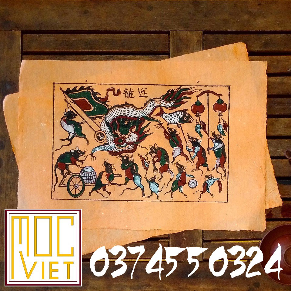 Tranh Đông Hồ Chuột rước rồng