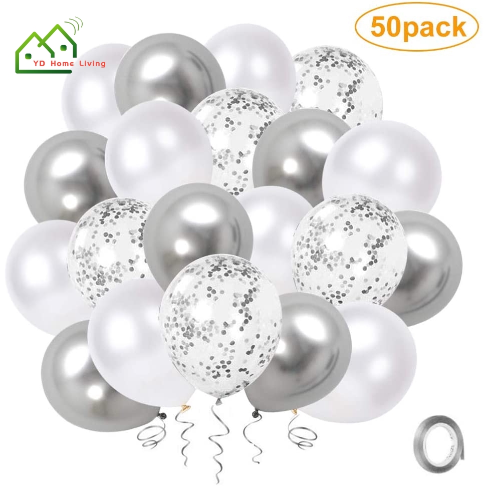 Bộ bong bóng ánh kim loại dày 12 inch dùng để trang trí tiệc