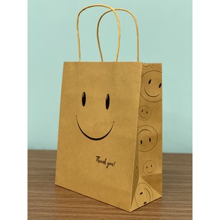 Túi giấy Kraft in hình Size 20 x 10 x 25.5 cm [COMBO 10 cái] Mã Smile-SK