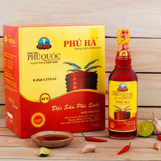 Hộp 6 chai nước mắm Phú Quốc Phú Hà cao cấp 40 độ đạm 510ml